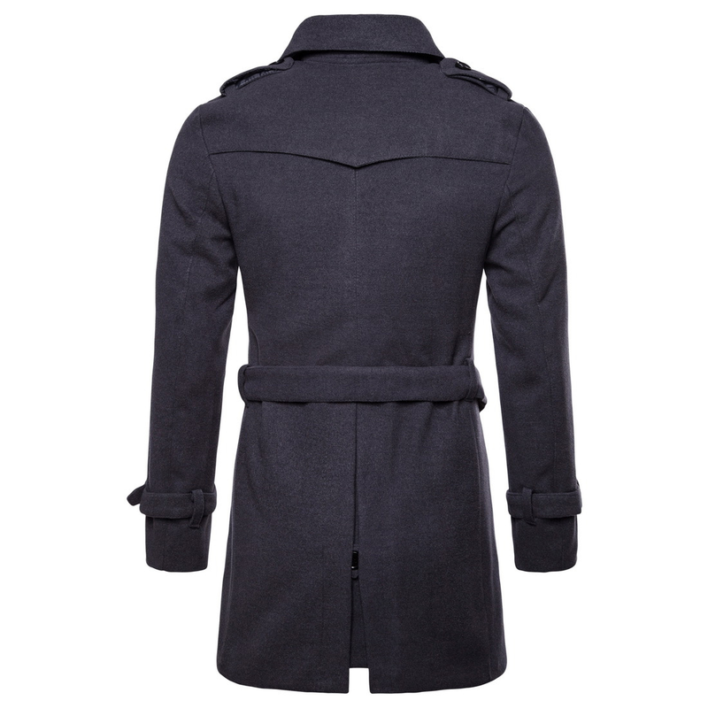 Spring Men's Long Tweed Coat Trench Coat_voghion.com