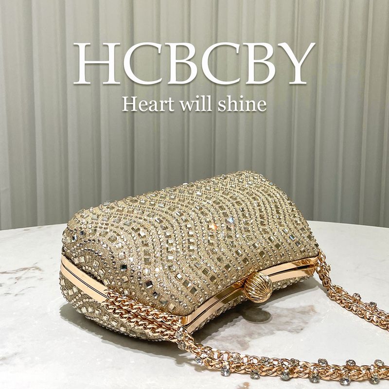 Gold Rhinestone Evening Clutch - Luxury Shiny Handbag With Crystal Decor (Elegant Women's High-End Party Bag For Special Occasions)_voghion.com