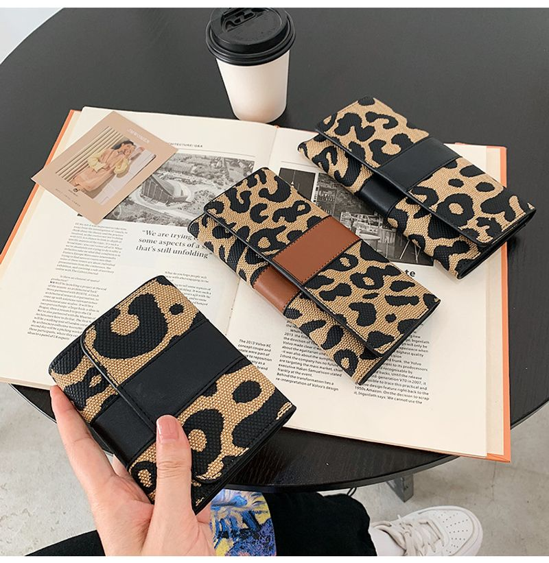 Women's 2024 New Leopard Print Internet Celebrity Fashion Large Capacity Coin Purse Folding Multi-Card Slot Long Wallet_voghion.com