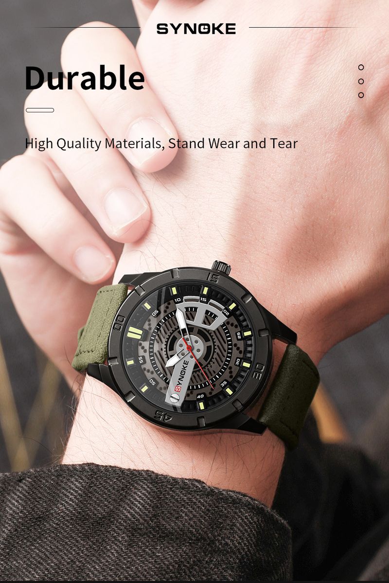 Men's Retro Fashion Quartz Watch With Leather Strap, Large Dial, Water Resistant, Casual & Sporty Style Retro Design Large Screen Trend_voghion.com