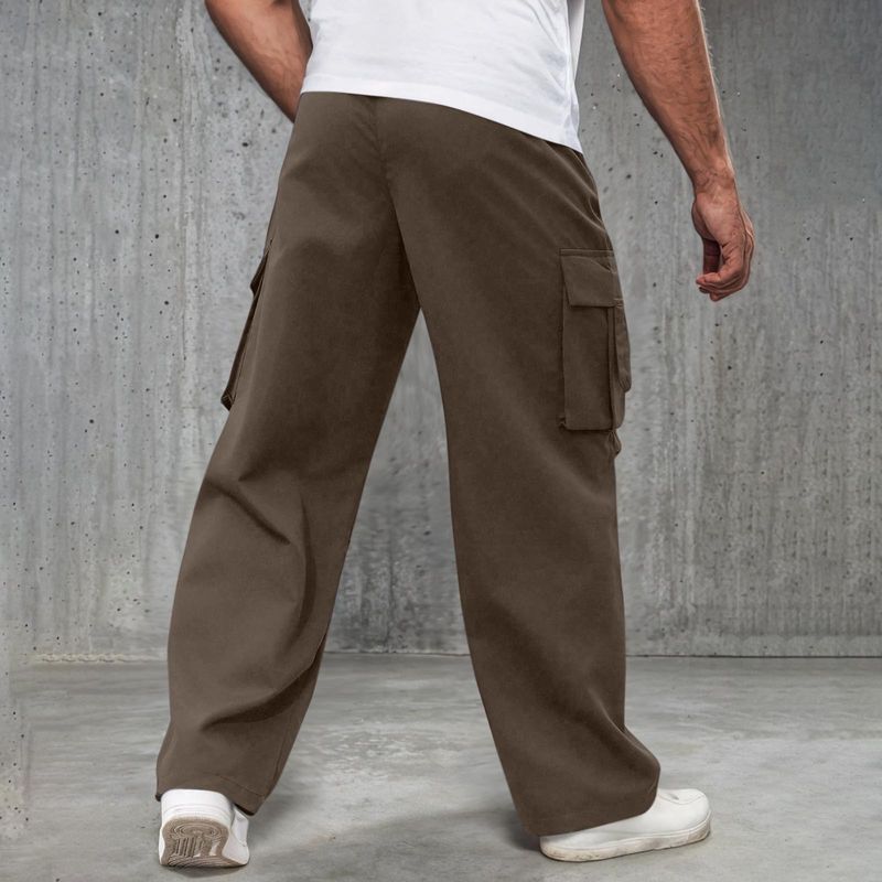 Herrenbekleidung Trendy Overalls für Männer High-End-Ins Trendy Hose mit mehreren Taschen Lose gerade Bein breite Bein Freizeithose für Paare_voghion.com