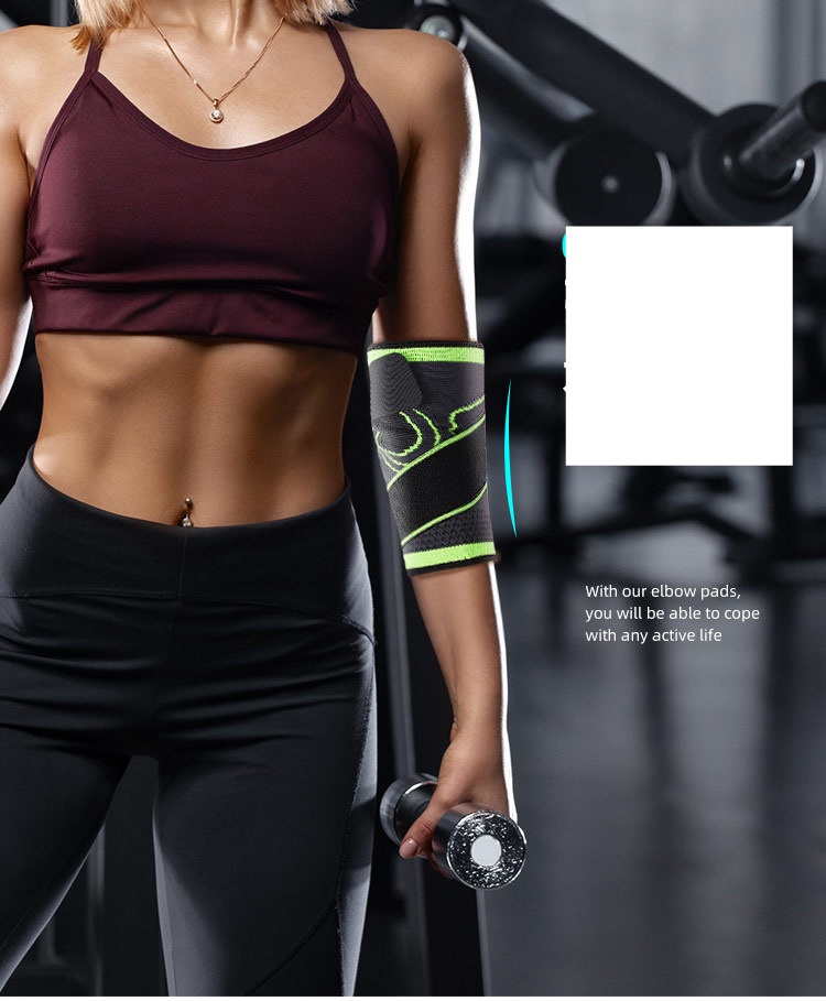 op voorraad Ademend nylon Gebreide elastische elleboogbeschermer onder druk Elastische sportelleboogbeschermer onder druk Huid Ademend en vochtafvoerend_voghion.com