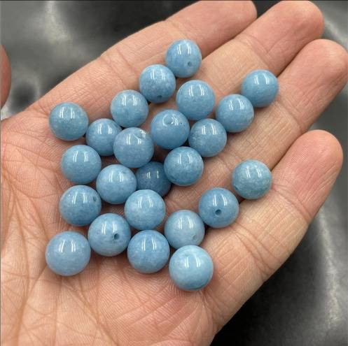 Accessori fai da te in giada a prezzi accessibili, perle rotonde di giada blu, perle sciolte, perle di giada blu mare, lotto sciolto_voghion.com