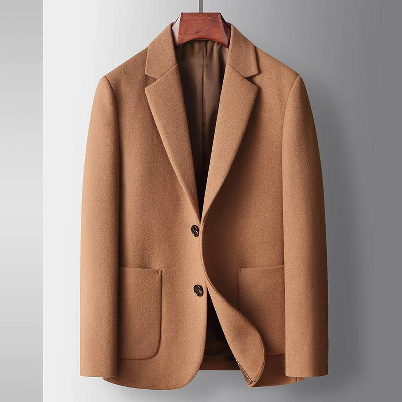 Erkek Giyim rahat takım elbise sonbahar ve kış yün tek batı yeni stil orta yaşlı ve genç insanlar düz renk iş yün takım elbise ceket_voghion.com