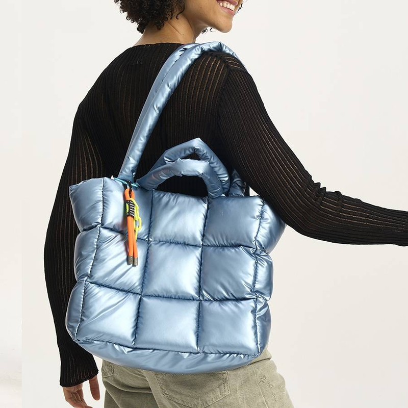 Borse da donna Borsa a tracolla trapuntata a quadri per tutte le occasioni Borsa a tracolla morbida invernale Borsa a tracolla in nylon di grande capacità Borsa a nuvola_voghion.com