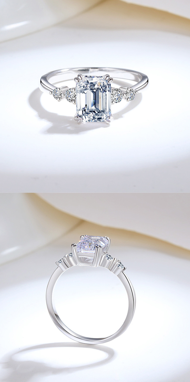 Anello in argento sterling S925 per donna Anello nuziale classico con smeraldo Moissanite Anello di lusso leggero tutto abbinato_voghion.com