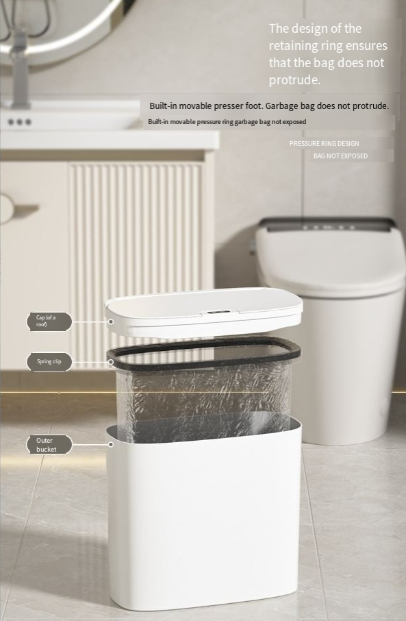 Smart Trash Can In The Crack Quick Sensing Easy Placement Wall Mounted Trash Can Bathroom Sensor_voghion.com