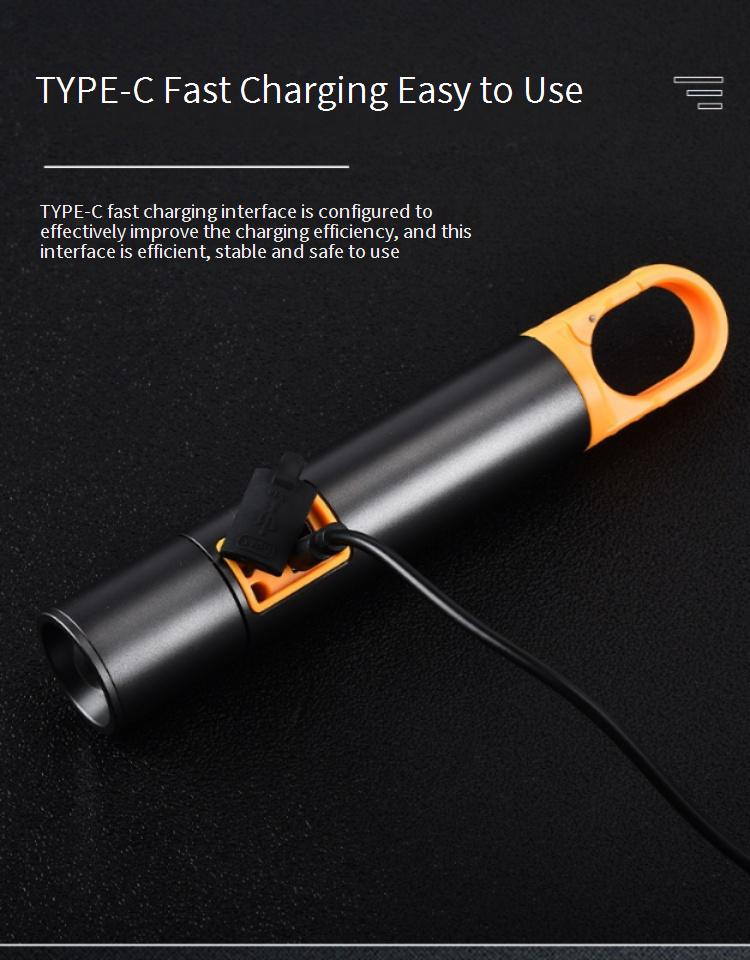 2000 Lumens High-Power Zoomable Flashlight - Aluminum Alloy Tactical Light With Hook For Camping, Hiking & Emergency Use (Rechargeable & Waterproof)_voghion.com
