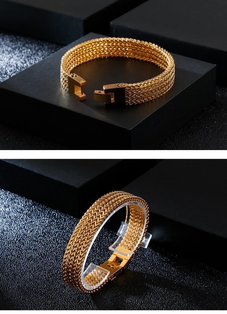 Men's Stainless Steel Titanium Square Fish Scale Link Bracelet - Durable Geometric Design For Everyday Wear_voghion.com