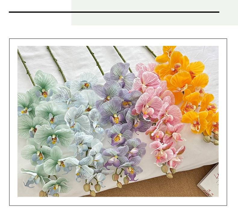 Elegante Phalaenopsis orchideeën zijden bloemstuk van 9 stuks voor woonkamer, eettafel, boetiekdecoratie, luxe stijl, gelijmde kunstbloem_voghion.com