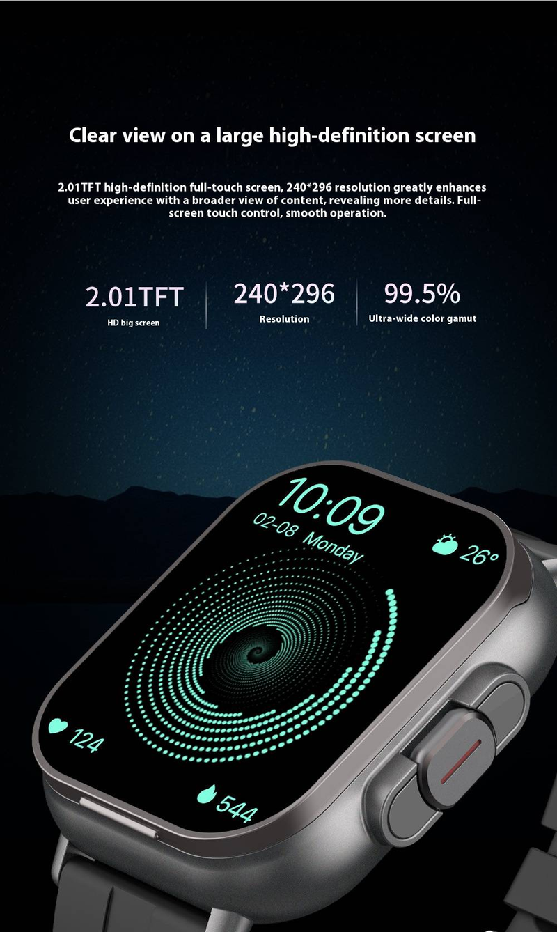 D8 Smartwatch With Bluetooth Calling & Built-in Wireless Earbuds, Full Touch Screen, Heart Rate/Blood Oxygen/Sleep Monitor, IPX6 Waterproof_voghion.com