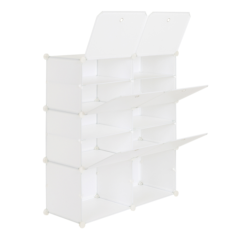Étagère à chaussures portable à 5 niveaux, 10 compartiments, extensible, pour 20 paires de chaussures, talons, bottes, chaussons, blanc_voghion.com