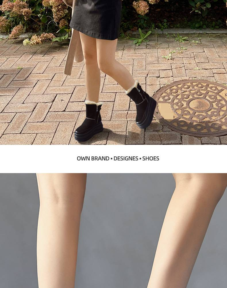 Women's Shoes Now Boots New Thick Cotton Shoes Thick Sole Warm Inner Height Increase Winter Plus Fleece_voghion.com