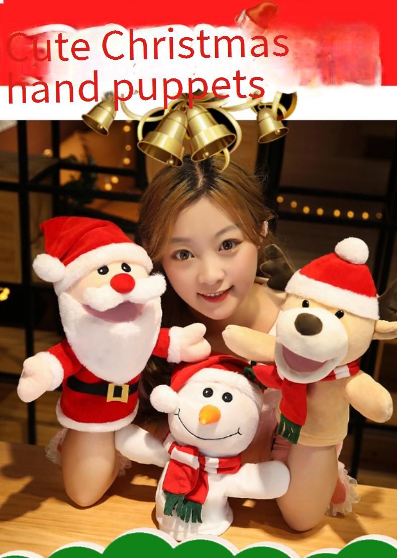 Christmas Plush Hand Puppets For Kids - Penguin Reindeer Santa Snowman - Interactive Storytelling Toys For Holiday Performances & Gifts (30cm)_voghion.com