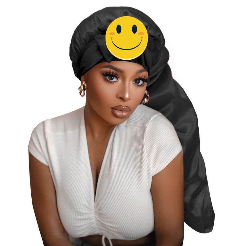 Women's Elegant Satin Sleep Cap With Wide Brim And Bow Tie, Breathable & Comfortable For All Seasons, Perfect For Hair Protection And Beauty Sleep_voghion.com