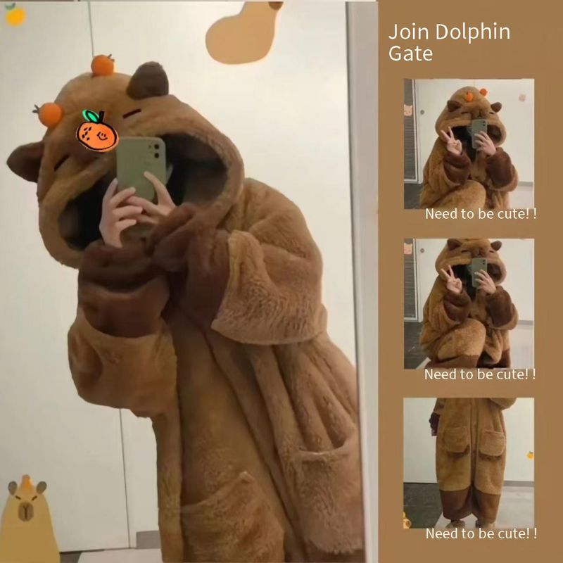 Pijama Macacão de Casal – Conjunto de Pijama com Capuz em Fleece Coral Ultramacio para o Inverno, Roupa de Dormir Combinando e Fofa para Ele e Ela_voghion.com