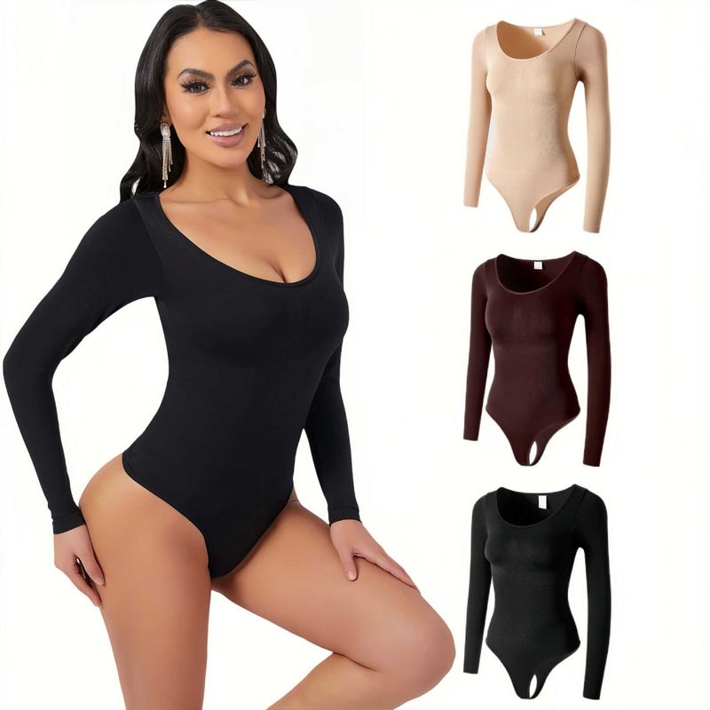 Postpartum Compression Bodysuit – Tummy Tuck, Butt Lift & Bust Support Seamless Shapewear With Long-Sleeve Options (S-XXXL, 6 Colors)_voghion.com