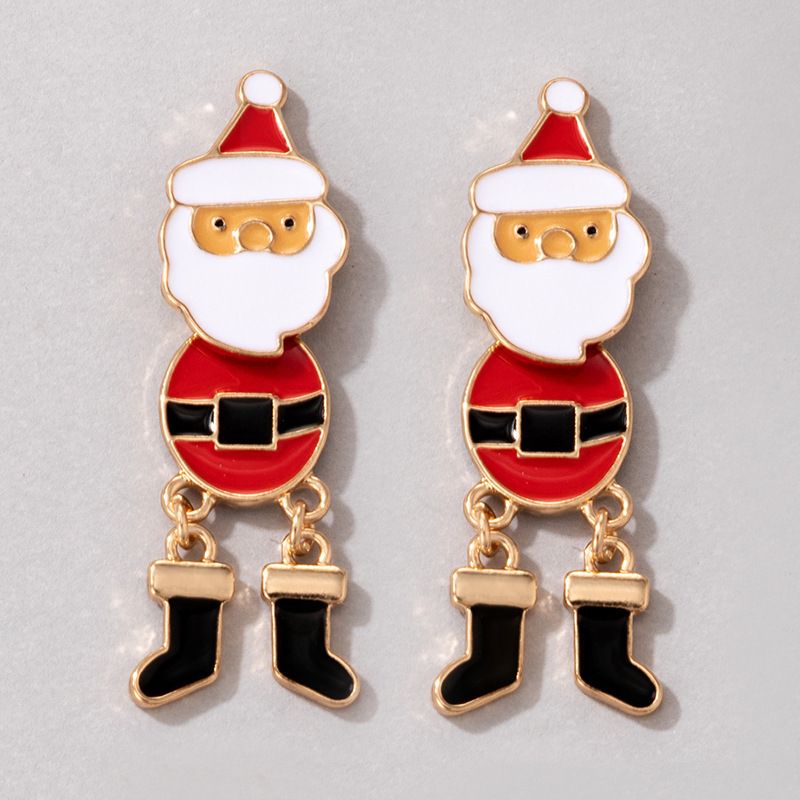 Orecchini a bottone con design creativo, calzini rossi e verdi, per Natale, alce, casa carina, temperamento, gioielli per le orecchie_voghion.com