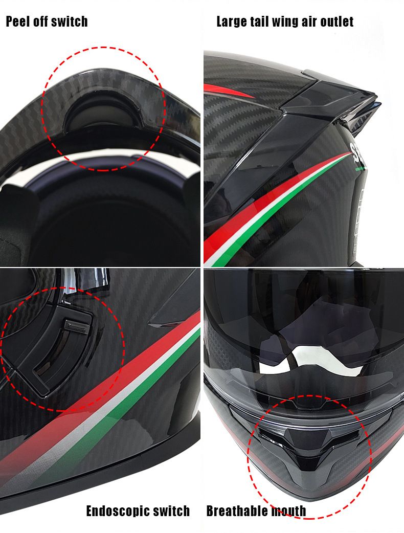 Flip-Up Motorcycle Helmet With Dual Visor, Large Spoiler & Bluetooth – DOT Certified For E-Bike & Scooter Riders_voghion.com