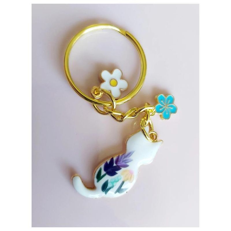 Nouveau porte-clés coloré et mignon en émail avec fleur, passionné de jardin et de chat_voghion.com