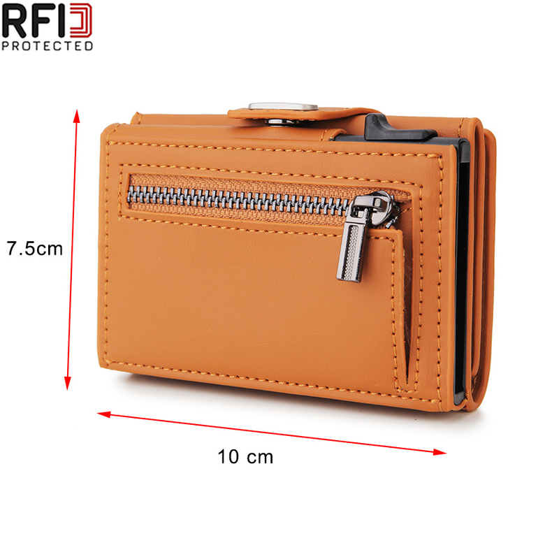 Dienqi carteira masculina de fibra de carbono, carteira pequena com três dobras em couro preto e mágico, bolsa pequena para dinheiro_voghion.com