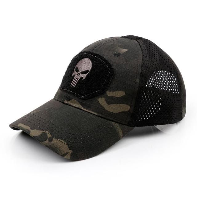 New Tide Cool Skull Multicam Operators Mesh Baseball Cap Männer Fitted Cap Taktesch Gutt Qualitéit Atmungsaktiv Outdoor Sportarten_voghion.com