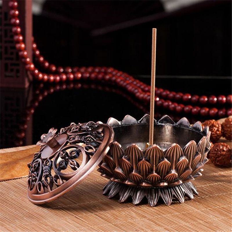 Queimadores de incenso de lótus retrô, suporte de incenso de dragão, mini incensário de sândalo, decoração para casa, escritório, artesanato_voghion.com