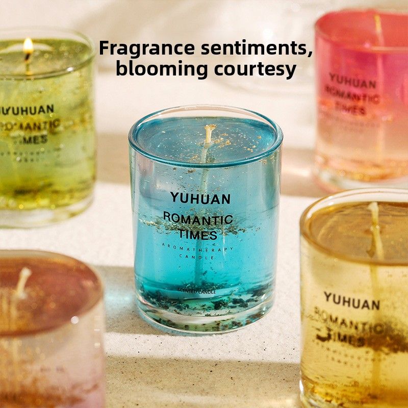 Bunte Gelee-Duftkerze, Heimduft für den Innenbereich, langlebige Nische, hochwertige Geschenkbox, Schlafzimmer-Aromatherapie-Ornament_voghion.com
