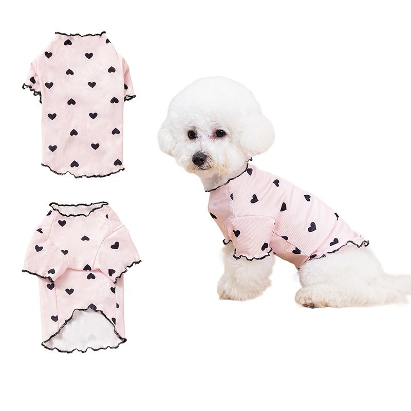 Maglietta con base a cuore, abbigliamento primaverile e autunnale, orsacchiotto, bichon, cani di piccola taglia, cuccioli, gatti a pelo corto britannico, animali domestici_voghion.com