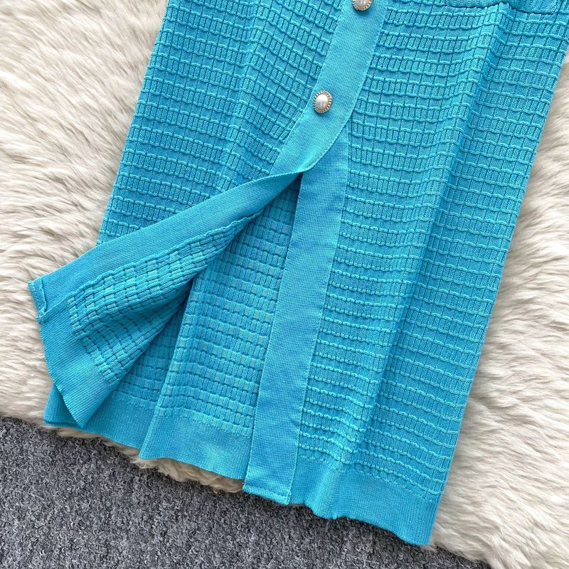 Abito da donna in maglia con scollo a V, fiocco, diamanti, vestibilità aderente, splendida gonna lunga_voghion.com