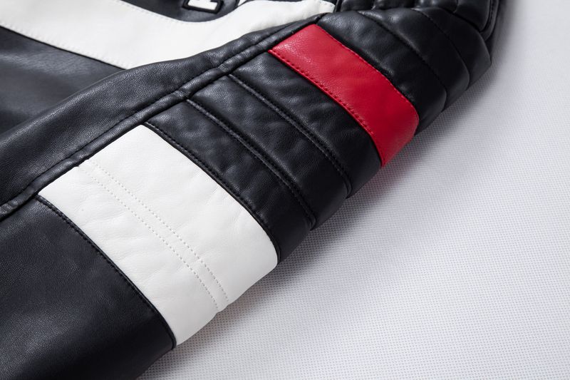 Chaqueta de cuero para hombre, nueva, 2025, con cuello alto, diseño a juego y bordado de locomotora de carreras_voghion.com