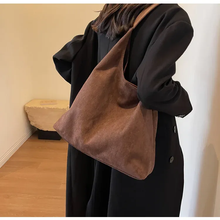 Borse a tracolla vintage da donna, grandi capacità, tinta unita, semplici, casual, da pendolare, retrò, per la spesa_voghion.com