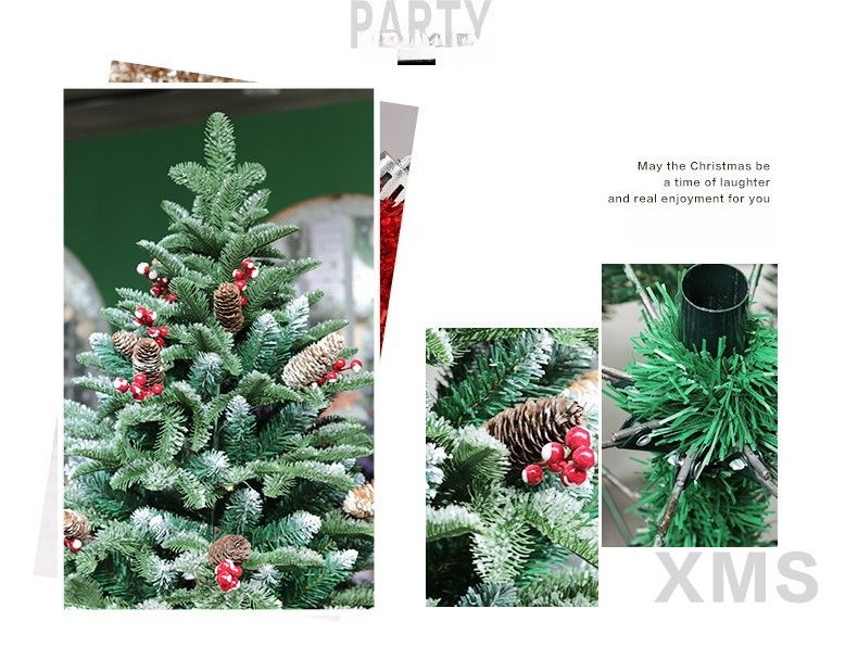 Christmas Decorations, Christmas Tree Dipped In White Snow PE & Spvc Red Fruit Mixed Automatic Tree Christmas Tree_voghion.com