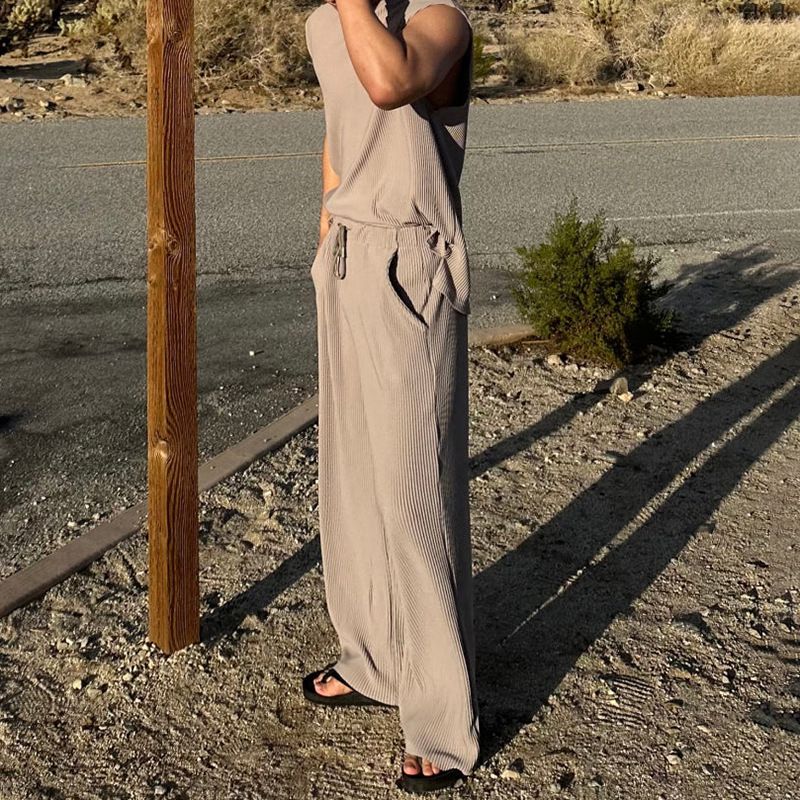 Men's Clothing New Sleeveless Round Neck Vest Spring And Summer Casual Loose Trousers Two Piece Suit Men's Clothing_voghion.com