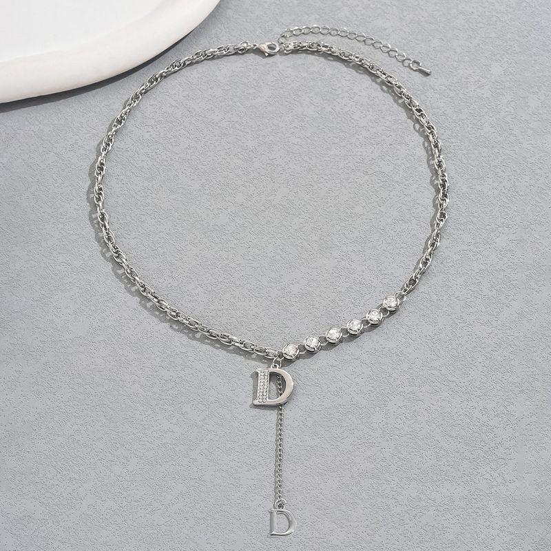 Collana da donna dolce e fresca, con lettere inglesi, design di nicchia, catena per clavicola, collana con zirconi intarsiati_voghion.com