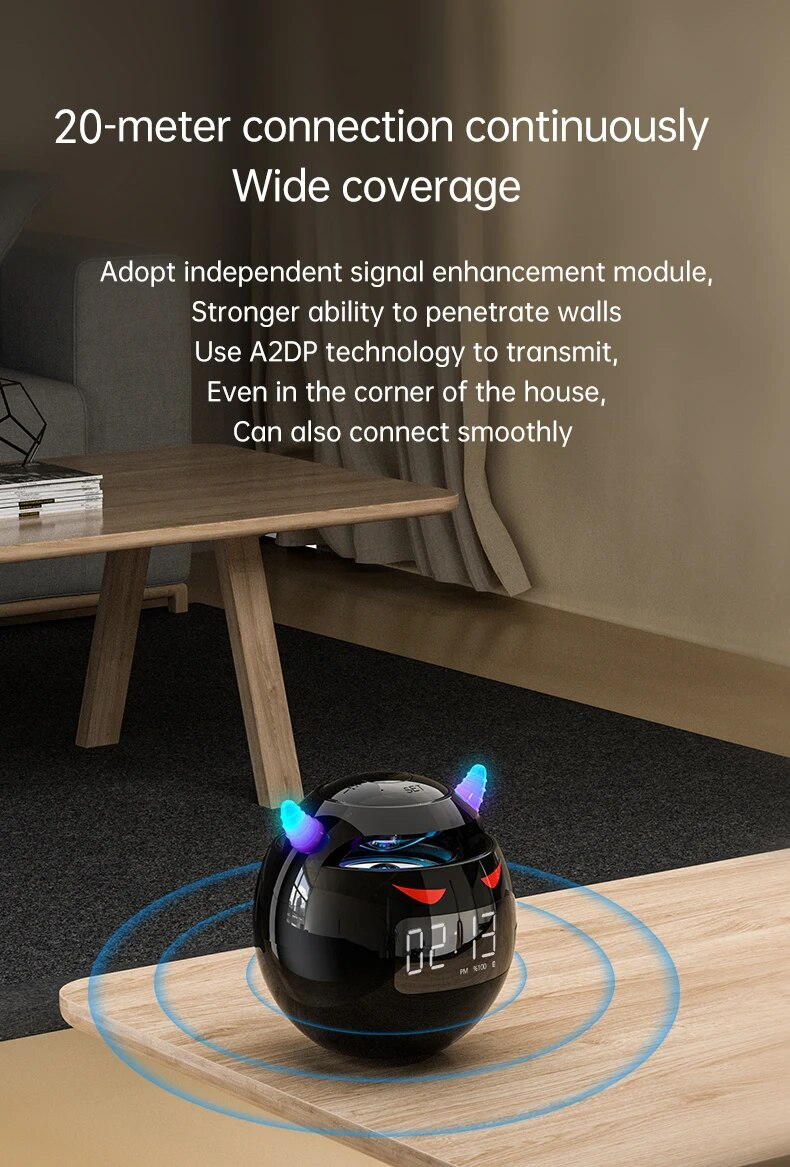 Bluetooth Speaker Audio With LED Digital Alarm Clock Music Player Wireless Ball Shape Clock Speaker Mini Speaker Alarm Clock_voghion.com