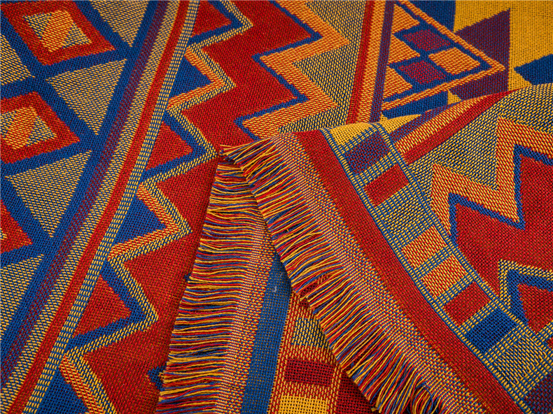 Ethnic style double-sided thickened thread blanket sofa cushion, exposed business blanket, dustproof and aesthetically_voghion.com