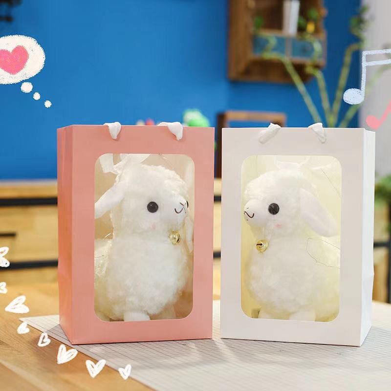 Peluche de adorable ovejita blanca, juguete suave con cascabel, muñeco de peluche, lindo corderito_voghion.com