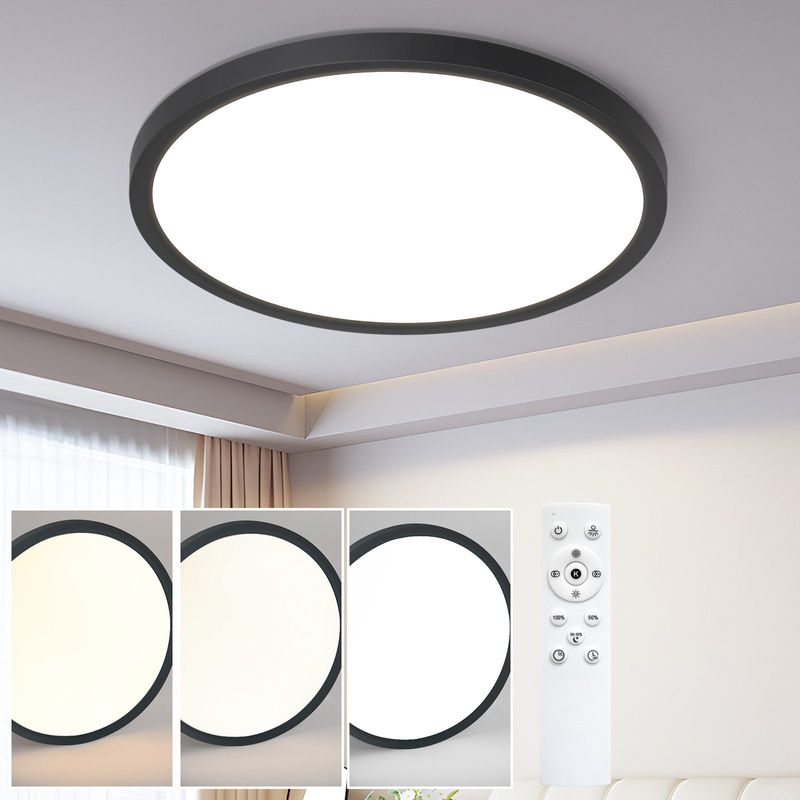 Glitzerlife Deckenlampe LED Deckenleuchte Flach - Ø30cm Badezimmerlampe Dimmbar Küchenlampe Rund Schlafzimmerlampe 24W Weiß Deckenbeleuchtung Für Flur_voghion.com
