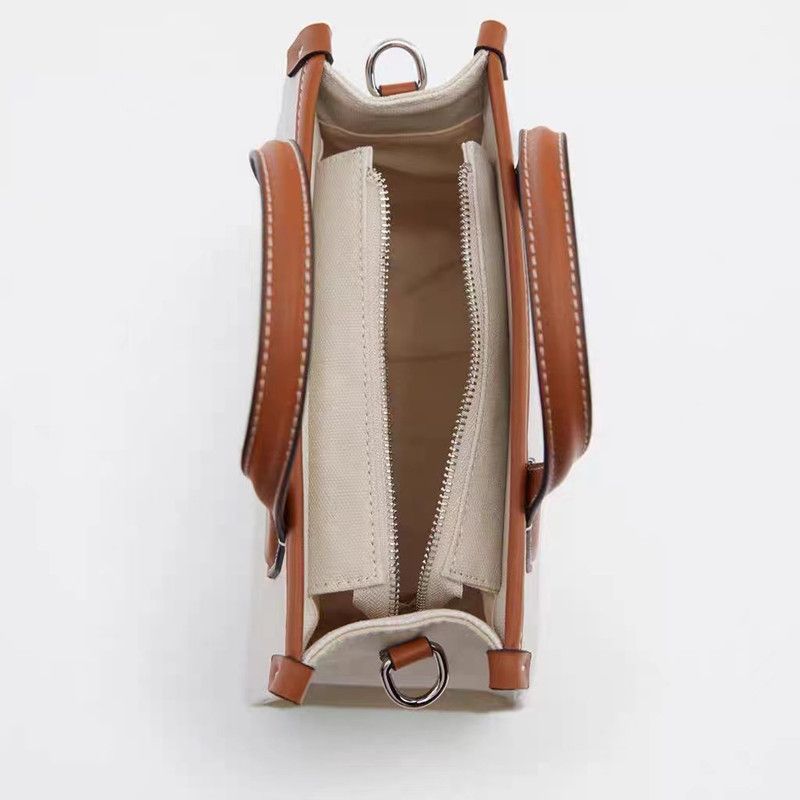 New Trendy Canvas Women's Single Shoulder Crossbody Small Square Bag Contrast Color Simple Handbag_voghion.com