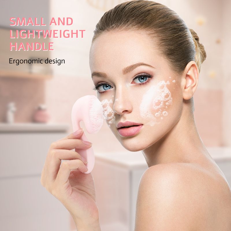Cepillo de limpieza eléctrico de silicona IPX7, resistente al agua, para el cuidado de la piel, cepillo facial con perlas magnéticas, masajeador giratorio y vibración_voghion.com
