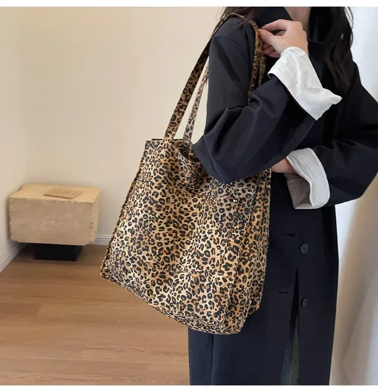 Leopard Design 2023 Shopper di moda coreana Grandi borse per la spesa per donna Borsa a tracolla per ragazza di grande capacità_voghion.com
