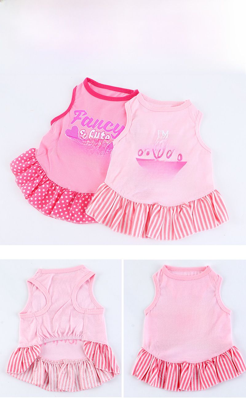 Grenzüberschreitende Haustierkleidung Sommer Baumwolle Kleid mit fliegenden Ärmeln Kombination Amazon Kleidung für Katzen und Hunde Kleine Hunde_voghion.com