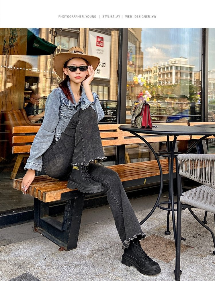 Doc Martens stivali da moto da donna Stivali da trekking a metà polpaccio in tela Stivali hipster casual traspiranti con lacci Stivali da esterno eleganti e belli da donna_voghion.com