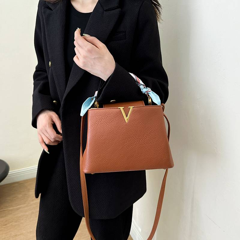 Borsa a mano alla moda da donna, monospalla, a tracolla, per lavoro, con sciarpa_voghion.com