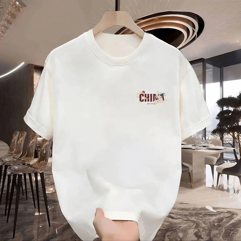 Uusi Cotton Fashion Sense Printing Lyhythihainen T-paita Unisex Miesten Summer Tide Loose Hundred Topit_voghion.com