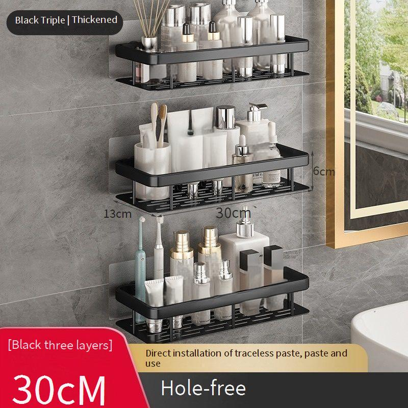 No-Drill Wall Mounted Bathroom Organizer Waterproof Shelf For Shower Toilet Vanity Adhesive Storage Rack For Towels Cosmetics Toiletries_voghion.com