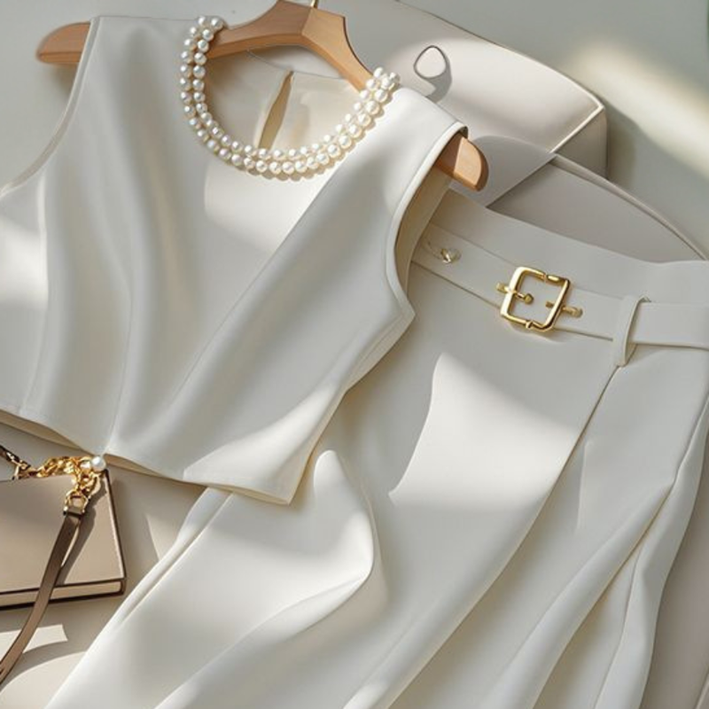 Summer Women's Elegant Two-Piece Set Sleeveless Top & Long Skirt Outfit - Petite & Plus Size Flowy Casual Dress Suit For Office & Dating_voghion.com