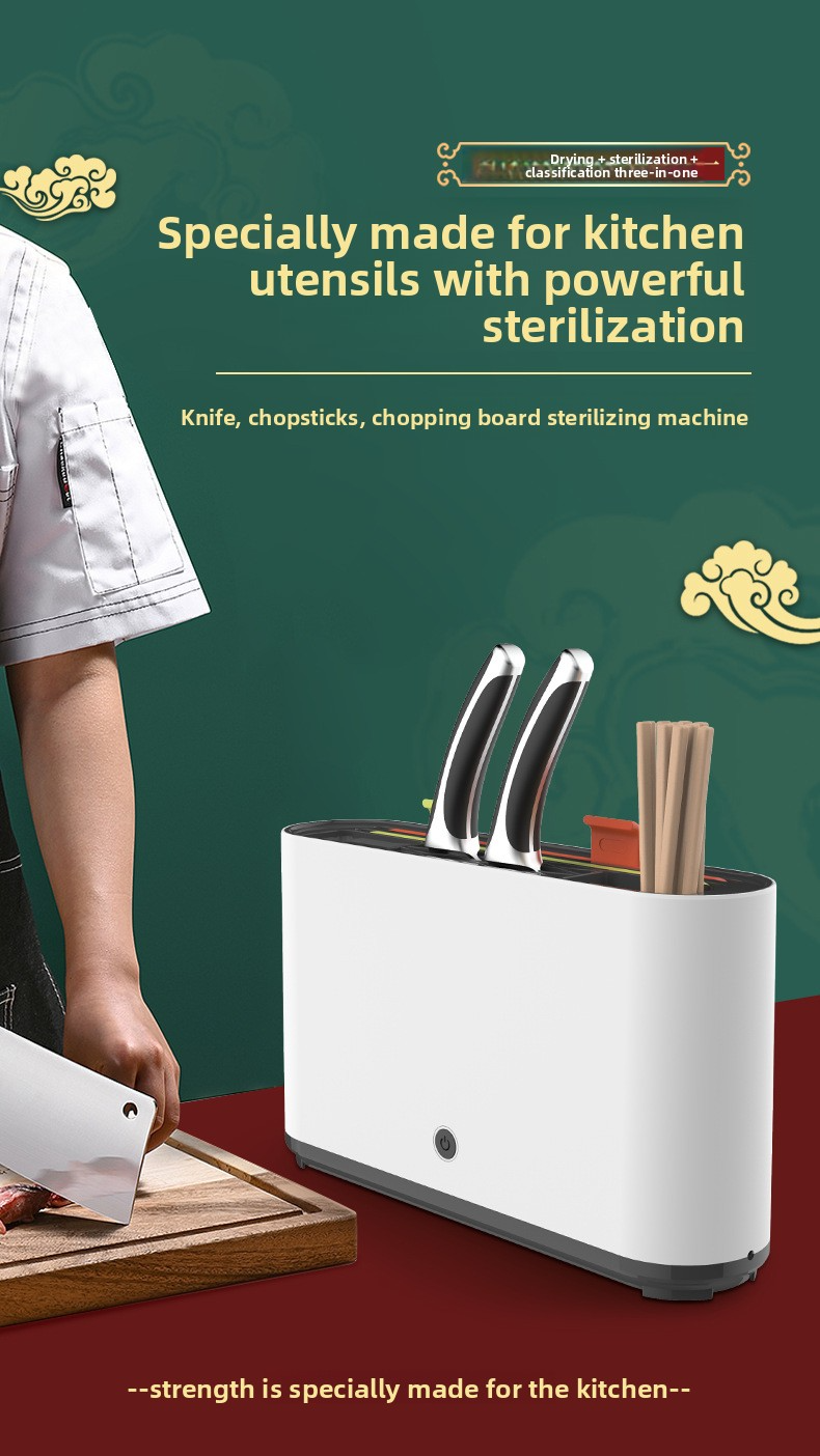 UV-Messersterilisator und Schneidebretthalter – 30-minütige Desinfektion, USB-betrieben, platzsparender Küchen-Organizer, antibakteriell und geruchsfrei_voghion.com