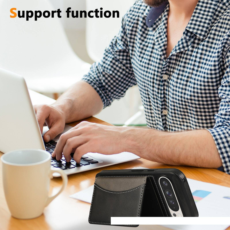 Premium PU Leather Wallet Case For Google Pixel 8/8 Pro & Pixel 9/9 Pro/9 Pro XL - Slim Protective Cover With Card Slots, Hidden Stand & Wrist Strap_voghion.com